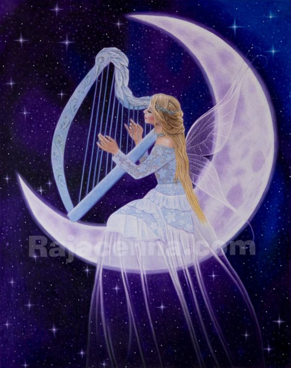Print of the original colored pencil drawing Moonlight Fairy by Rajacenna